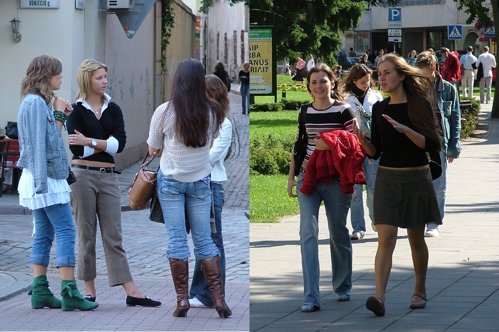 立陶宛首都维尔纽斯街头的年轻女性（2006 © Sergey Shpakovsky , Lithuanian girls, Vilnius @ Flickr, CC BY-SA 2.0.）(photo:UpMedia)