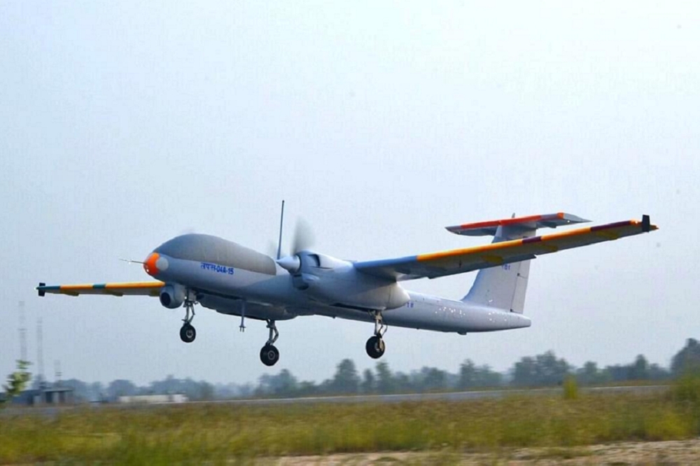 印度自主開發的無人機TAPAS-BH-201仍在測試階段。（取自@VivekSi85847001）