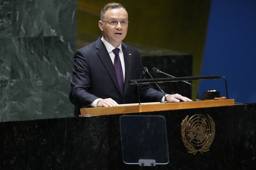 波蘭總統杜達表示，總理的談話遭到外界誤解。圖為杜達19日在聯合國大會上發表講話。（美聯社）