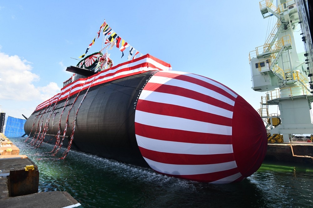 日本「大鯨級」柴電潛艦4號艦「雷鯨號」17日在神戶舉行下水儀式，圖為該級首艦「大鯨號」。（取自日本海自官網）