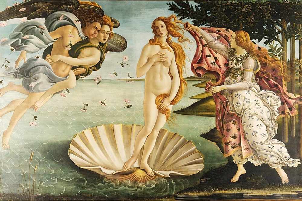 文藝復興時期的名畫《維納斯的誕生》（圖片取自維基百科）