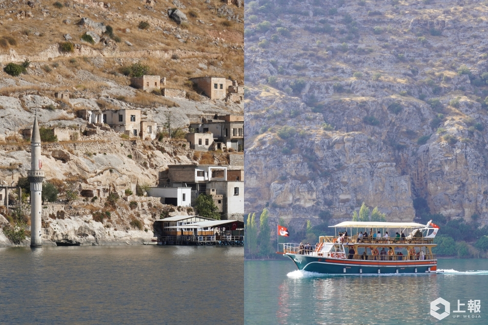 土耳其東南部景點「哈爾費蒂」，搭乘遊船賞幼發拉底河與水中沉城。（周羿庭攝）