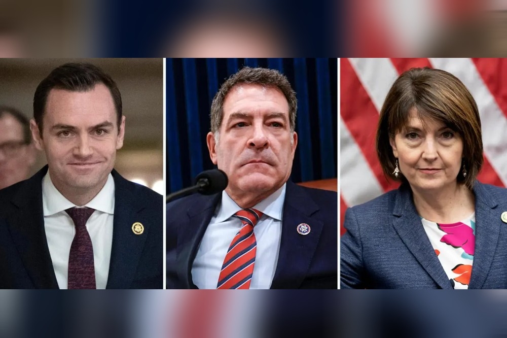 左起共和黨眾議員加拉格爾、格林、羅傑斯，2月中他們分別宣布不再爭取各自所屬的委員會主席。（美聯社）
