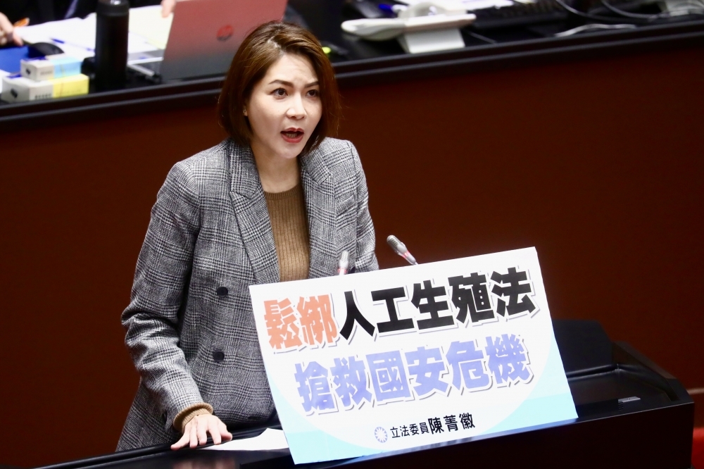 國民黨立委陳菁徽認為，代理孕母議題已討論30年，台灣社會不應再錯過這次《人工生殖法》修法機會。（資料照片/張哲偉攝）
