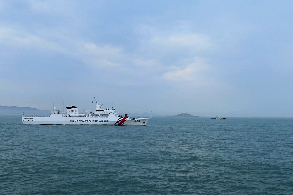 福建海警宣布在乌坵、东引各岛附近海域展开执法演练，中国官媒称「金门模式」未来将不断扩大实施。（取自中国海警局网站）(photo:UpMedia)