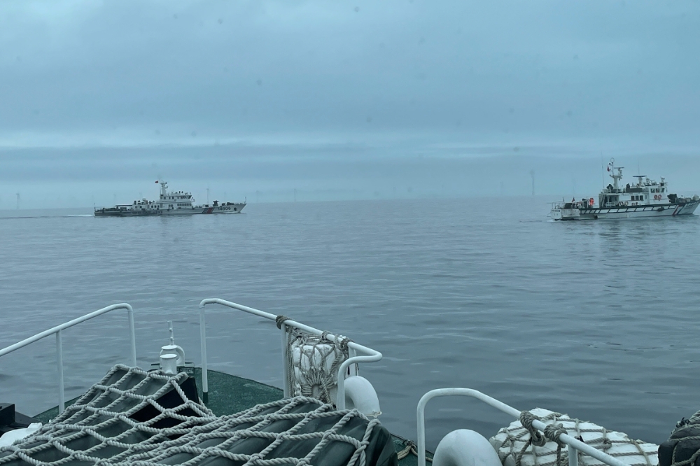 海巡署發現2艘海警船航入金馬水域，時間約1小時，後遭海巡艦驅離。（海巡署提供）