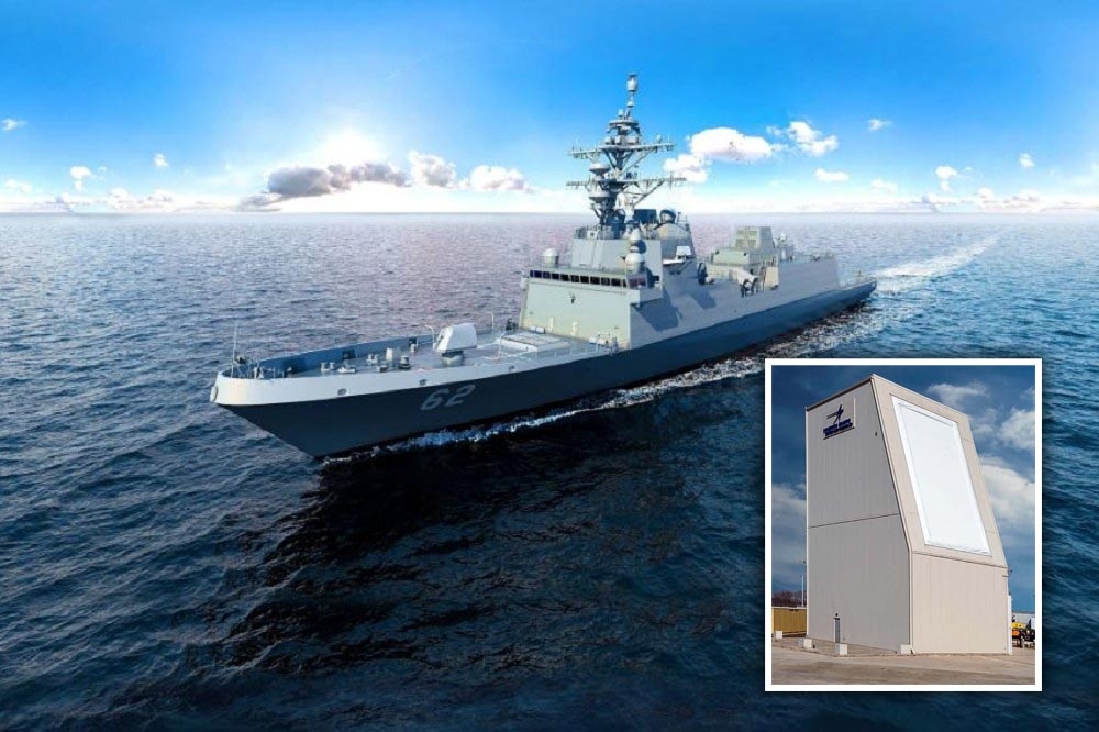 海軍重啟新一代飛彈巡防艦計劃（大圖為USS Constellation FFG-62），並派人赴美評估採購AN/SPY-7主動式相列雷達系統（小圖）。（合成畫面／美國國防部、Lockheed Martin官網）