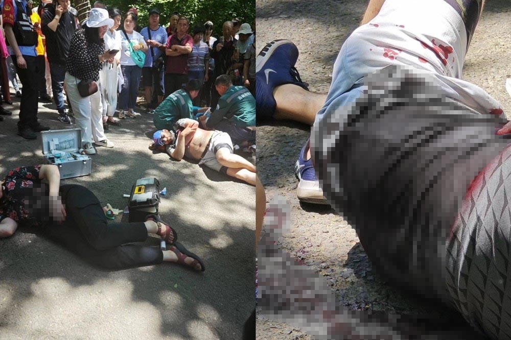 中國吉林省吉林市的北山公園，10日發生4名美籍人士遭人持刀刺傷事件。（取自X平台@whyyoutouzhele）