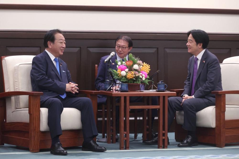 賴清德總統今天（21日）接見日本前首相暨立憲民主黨最高顧問野田佳彥眾議員一行人。（總統府提供）