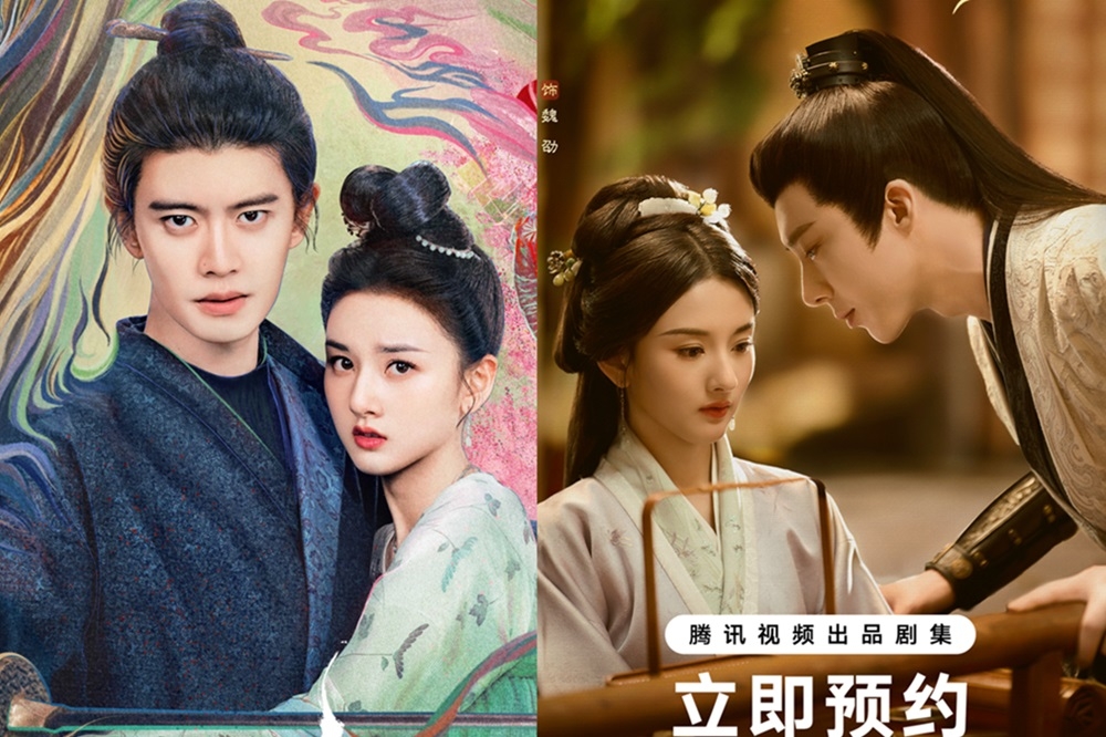 中國女星宋祖兒與阮經天主演《舌尖上的心跳》爆出「叔姪戀」，宋祖兒去年爆出逃稅被封殺1年，最近她又陷考試作弊疑雲，連累與劉宇寧（右）、任嘉倫（左）等4部新劇播不了，全網哀號。（取自無憂渡、折腰微博）