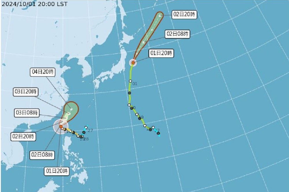 山陀兒颱風行徑緩慢，氣象署預報最新路徑。（取自氣象署官網）