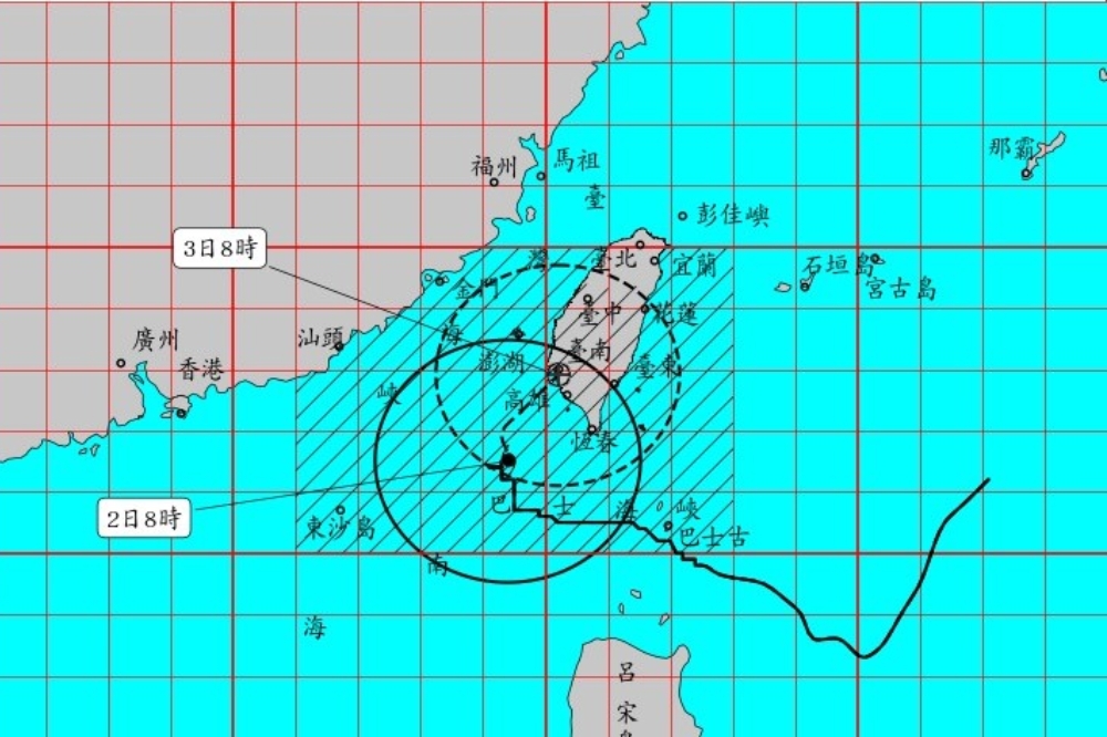 山陀兒威力已減弱為中颱。（取自氣象署）