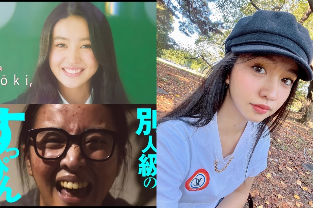 木村光希是木村拓哉與工藤靜香的小女兒，身為日本最著出名星二代的她，最近主演改編自韓國漫畫《女神降臨》的日本真人電影版，她素顏搞笑（左下）的模樣，五官神似木村拓哉。（翻攝自劇照、IG）