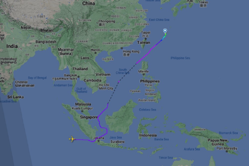 64-14831核偵察機23日的飛行軌跡。（取自Flightradar24）